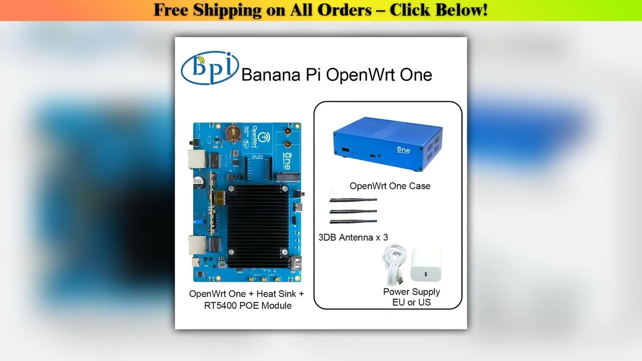 Banana Pi OpenWrt One MediaTek MT7981B 1GB DDR4 2.5GbE RJ45 and Gigabit Ethernet RJ45 256 MiB SPI
