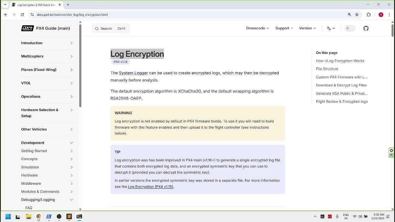 PX4 Encrypted Logs from PX4 documentation