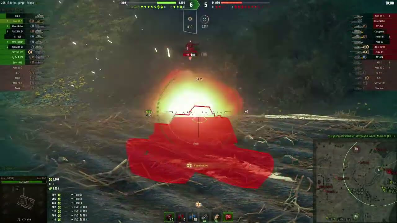WOT - ARES 90 C MEDIUM TANK 3 MARK REPLAY - World Of Tanks