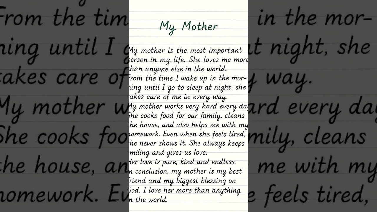 my mother paragraph my mother essay 