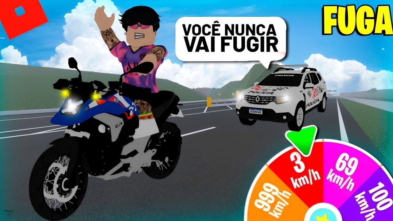 A ROLETA DECIDE QUAL VELOCIDE EU DOU FUGA NO RODOGRAU 🏍️🚨 Roblox rp