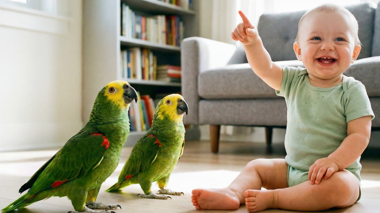 Cute Baby Becomes the Boss of 2 Talking Perrots 😂 | Real Life Funny Moments
