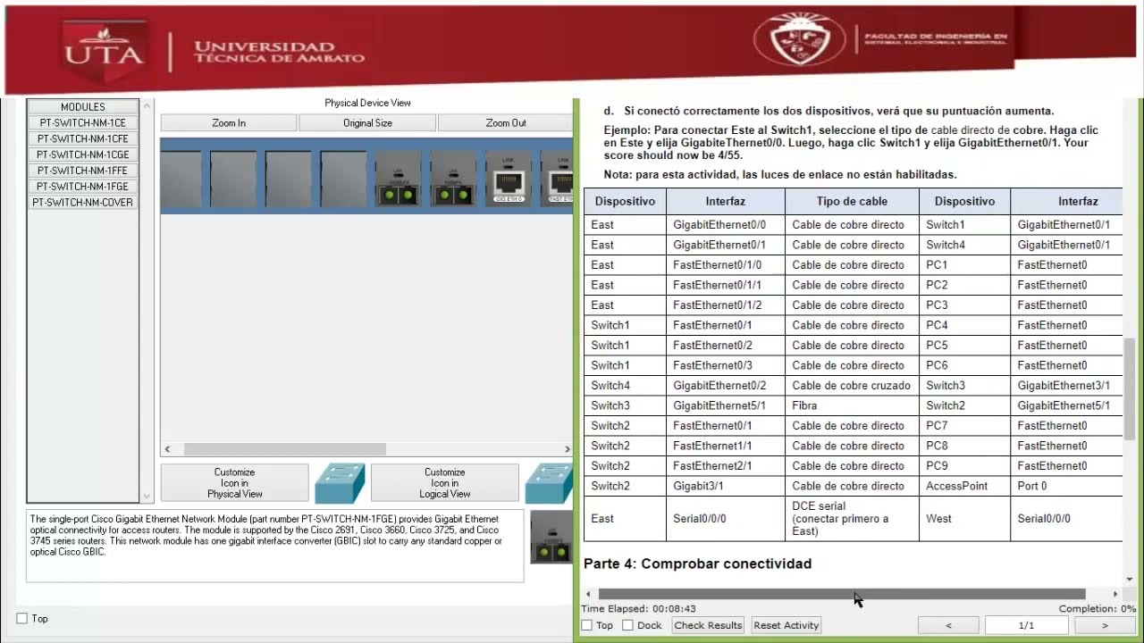 Práctica | 4.7.1 packet tracer   connect the physical layer es XL | Español