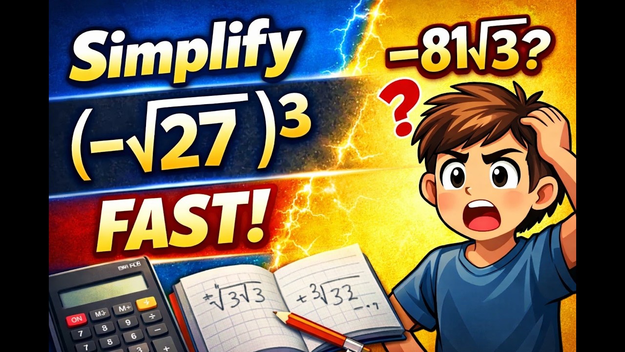 “Don’t Get Tricked by This Radical!” “How to Simplify (–√27)³ | Radicals & Exponents Explained!”