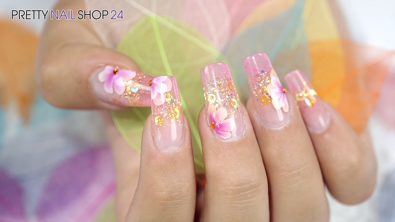 Nailart Skelettblätter „Shiny Flower