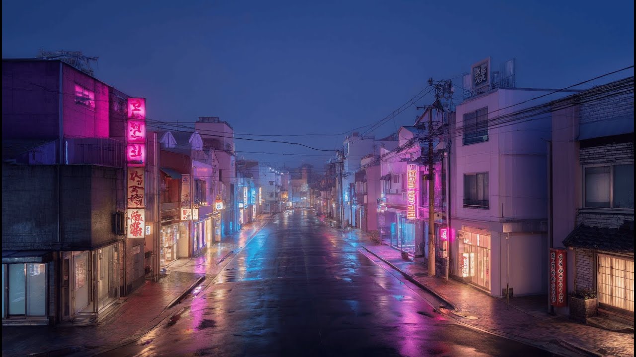 Neon Rainy Street Ambience &ndash; Aesthetic Vaporwave Night Loop | Japanese Cyberpunk Mood 4K