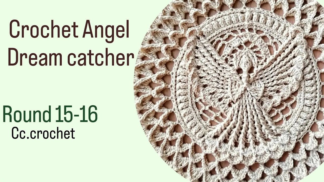 crochet mandala angel Round 15-16, dreamcatcher, doily , tablecloth