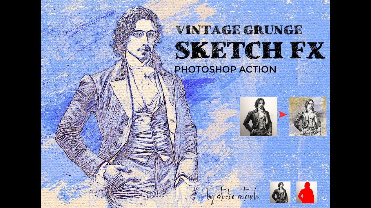 Vintage Grunge Sketch FX Photoshop Action#VintageSketch#GrungeSketch#PhotoshopAction