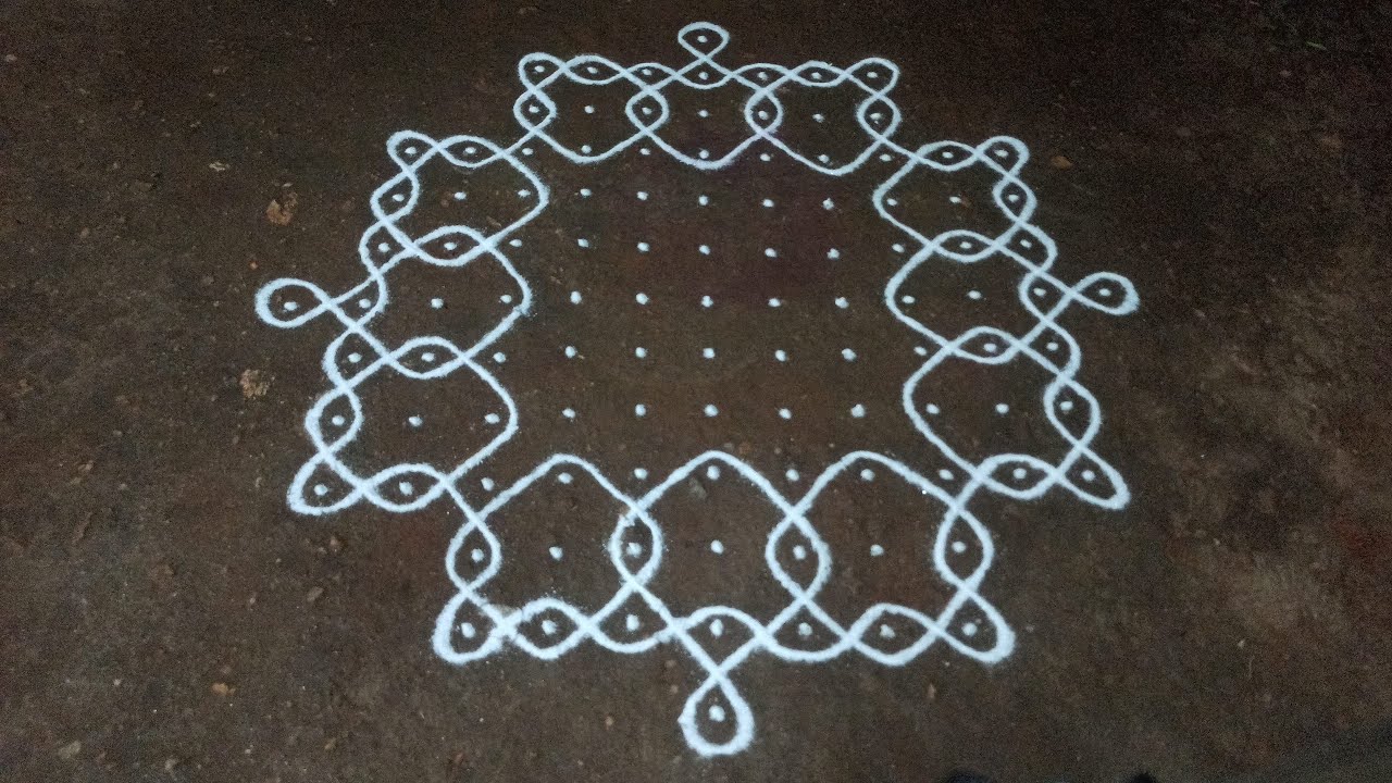 13 dots easy beautiful Kambi kolam | easy sikku kolam | Margazhi madha kolam | SathyaSelva Arts