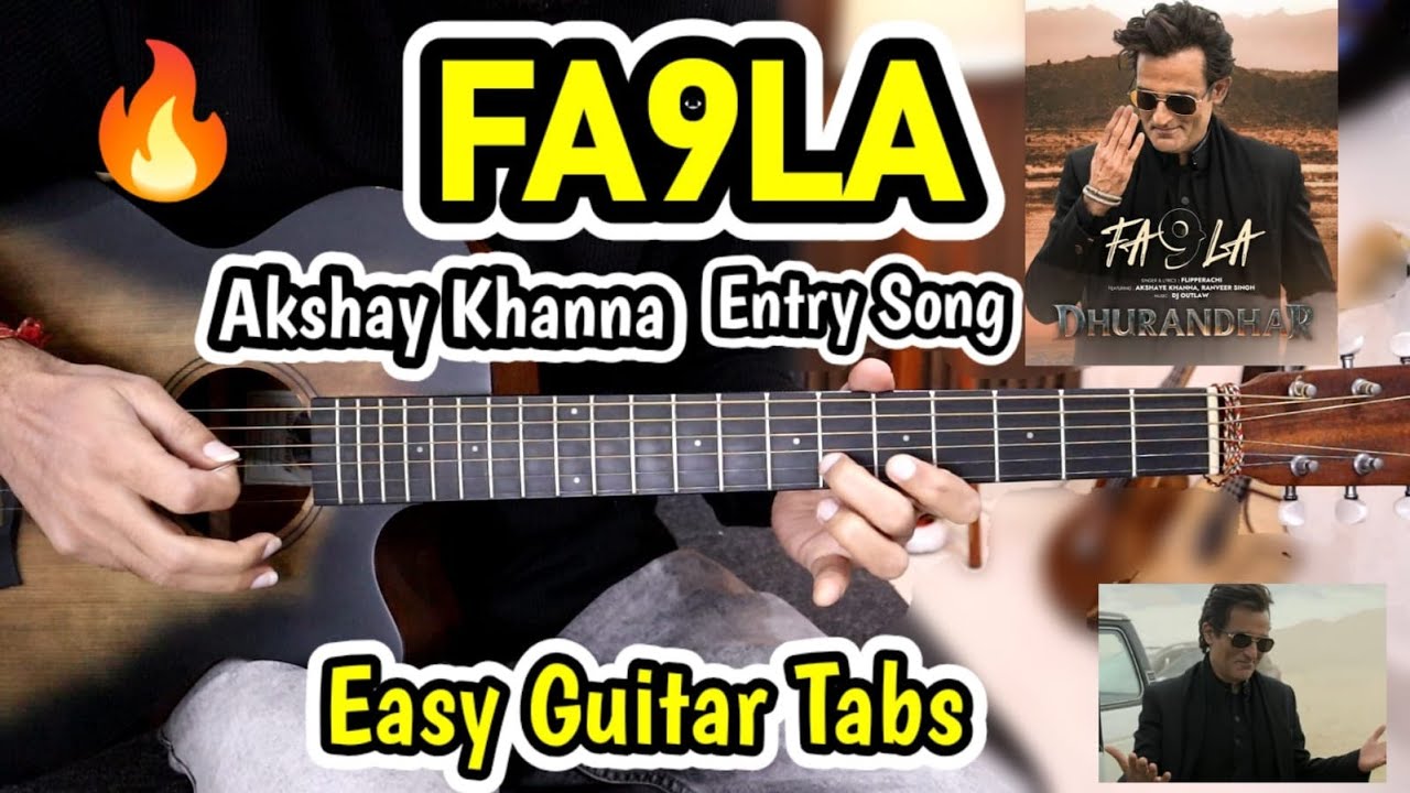 FA9LA - 🔥 Akshaye Khanna Entry Viral - Easy Guitar Tabs - Free Backing Track + Tabs - Dhurandhar