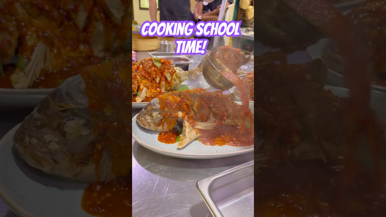 Cooking school time! South East Asian flavours, the whole fried snapper was the star! Subscribe!