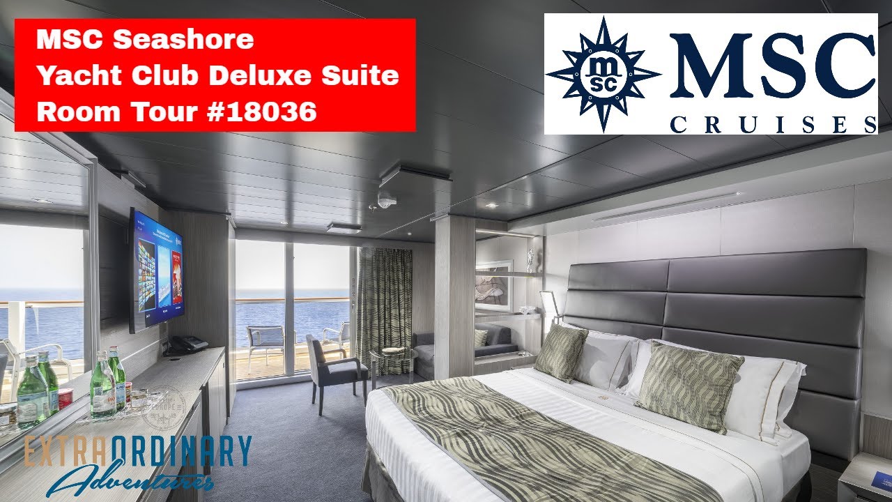 Yacht Club Deluxe Suite Room Tour on MSC Seashore Cabin 18036