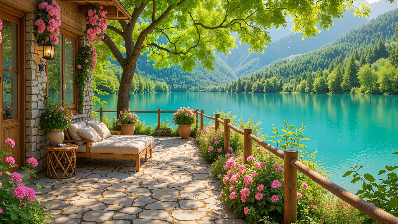 Morning by the Peaceful Lake 🌸 Relaxing Piano Music & Nature Ambience