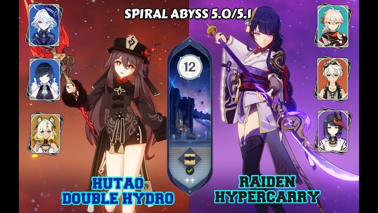 Xilonen + Hutao Doublehyro & Raiden Hypercarry | Spiral Abyss 5.0/5.1  | Genshin Impact