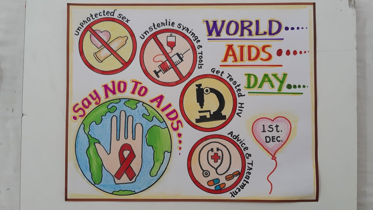World Aids Day Drawing Easy Steps//World Aids Day Poster Drawing//How to Draw  World Aids Day Chart