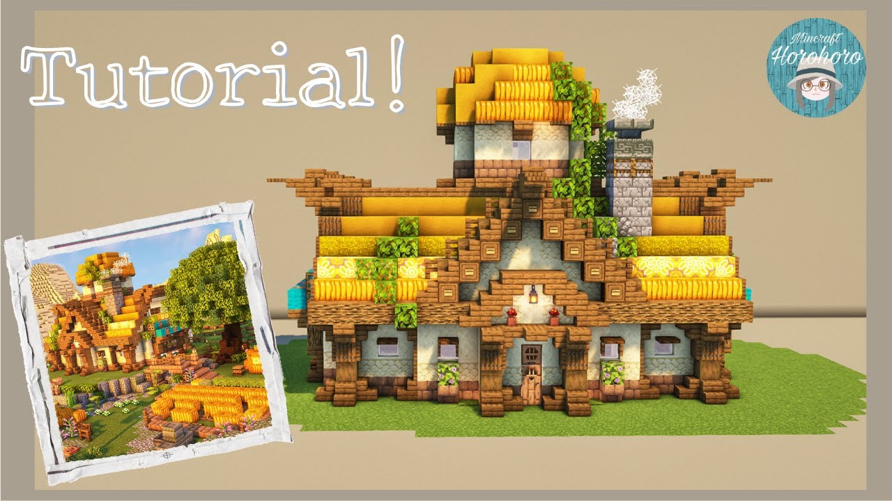 Minecraft Tutorial of  Aesthetic Pumpkin Farmer House おしゃれなかぼちゃ農家の作り方 |マインクラフト｜Horohoro_minecraft
