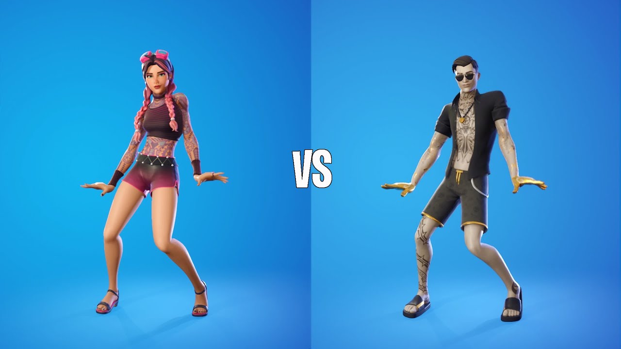 Beach Jules Vs Mid Summer Midas Showcase with Emotes &  Dances Fight ( 100% Sync )