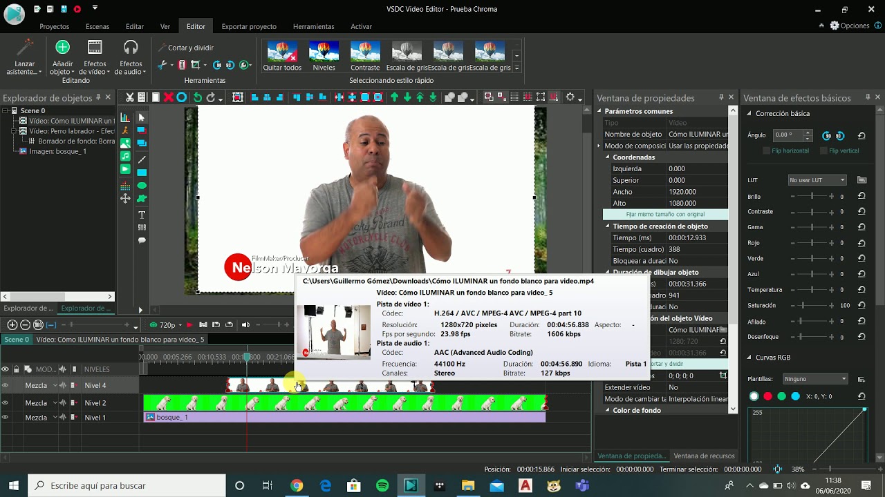 pantalla verde con VSDC