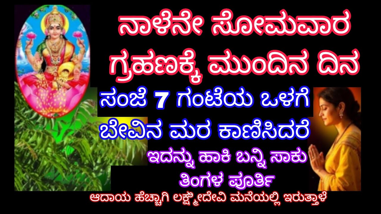 ನಾಳೆನೆ ಸೋಮವಾರ ಗ್ರಹಣಕ್ಕೆ ಮುಂದಿನ ದಿನ ಸಂಜೆ 7 ಗಂಟೆಯ ಒಳಗೆ ಬೇವಿನ ಮರ ಕಾಣಿಸಿದರೆ ಇದನ್ನ ಹಾಕಿ ಬನ್ನಿ ತಿಂಗಳ ಹಣ