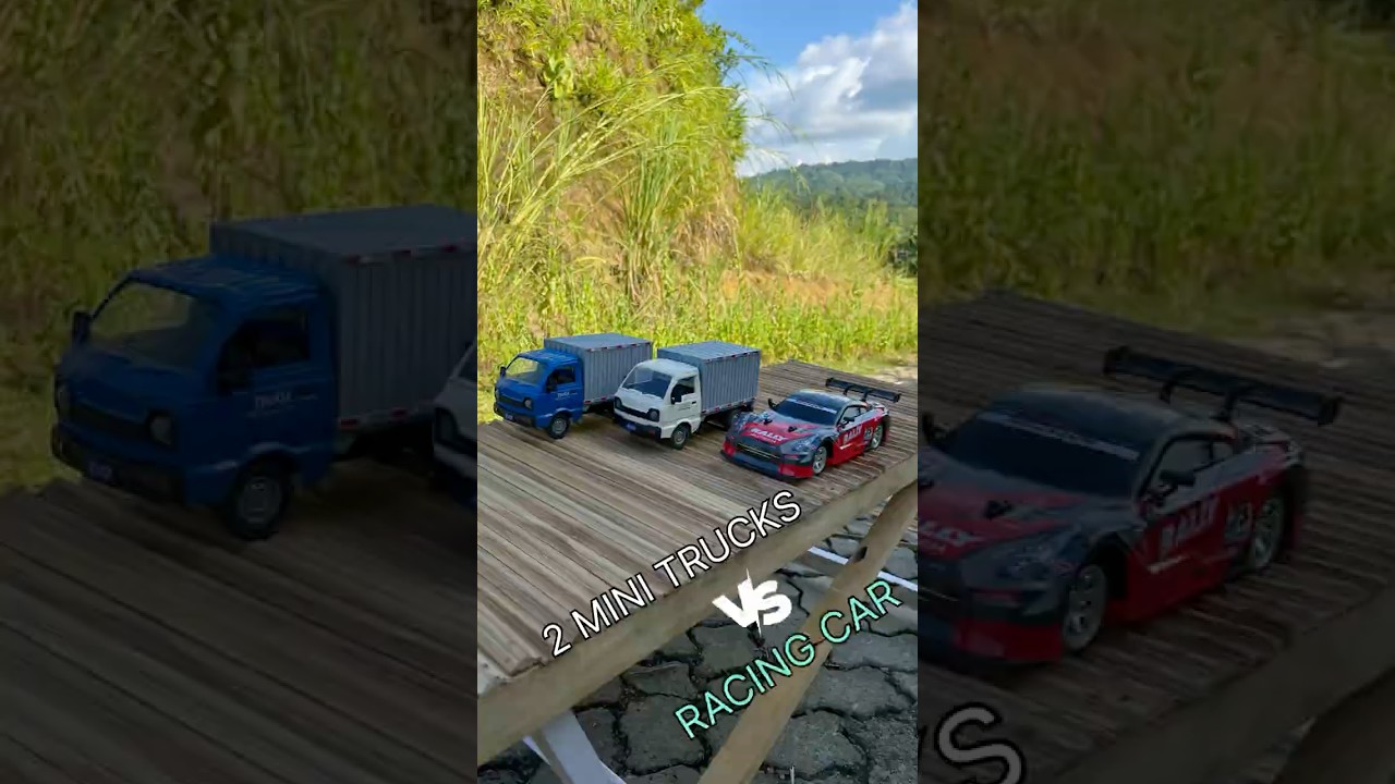 RC Power Jump Battle - 2 Mini  Trucks vs Racing Car!🚀