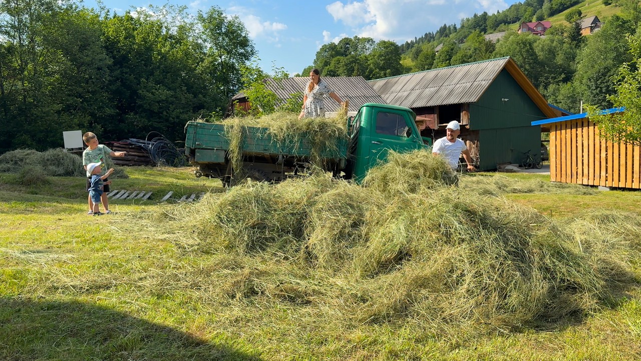 Rural Family Life in the Carpathians 🌿 Vasyl Makes Hay While Oksana Prepares Brynza Cheese & Pies