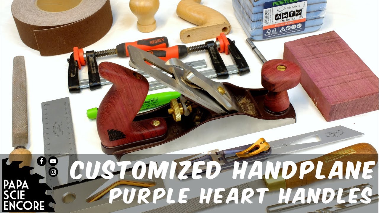 [CUSTOMTOOL] Rabot Dictum n°4 - Poignées DIY en Amarante - Purple Heart Tote / Knob