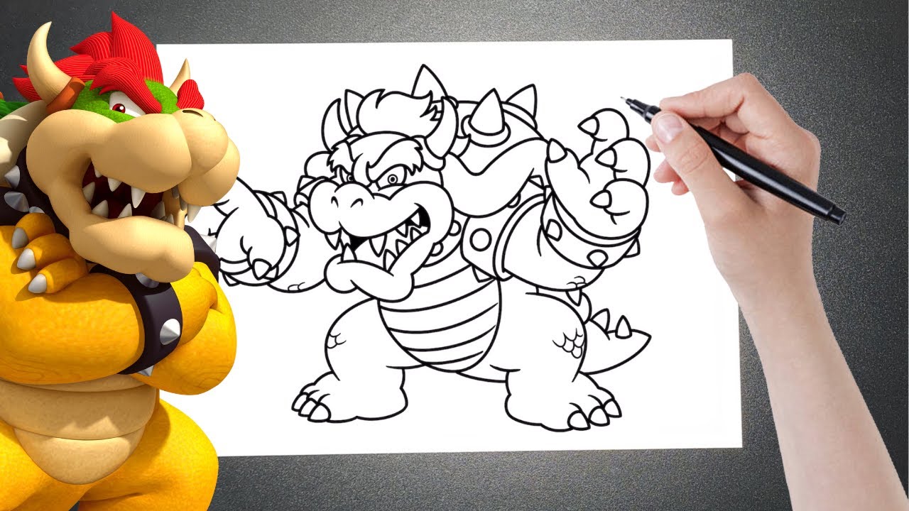 COMO DESENHAR O BOWSER do FILME SUPER MARIO - Passo a Passo Simples e Fácil