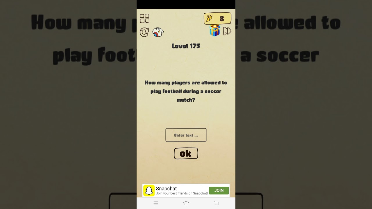 Brain crazy level 175 How many players are allowed to play football during a soccer match walkthroug