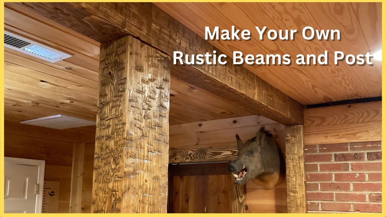 Faux Hand-Hewn Beams and Post
