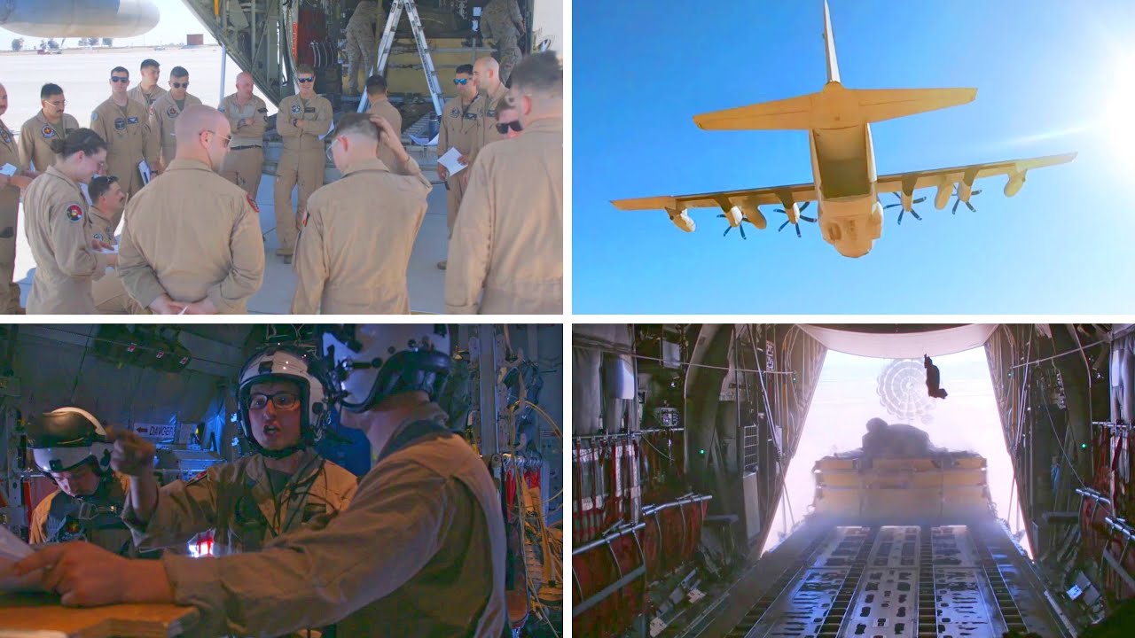 U.S. Marine Corps KC-130J Hercules assigned to WTI 2-22  Airdrop
