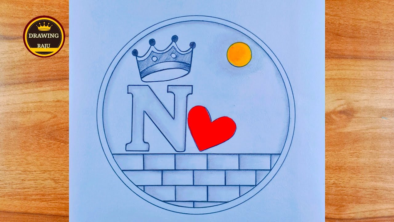 How to Make a Beautiful Circle Scenery Drawing||of N letter design || amazing pencil sketch 
