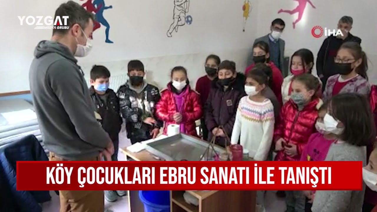 Köy çocukları ebru sanatı ile tanıştı