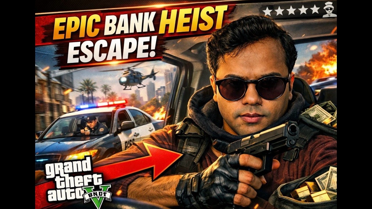 Trying to escape police after bank robbery . GTA 5 EP-1 before GTA 6 Releases.