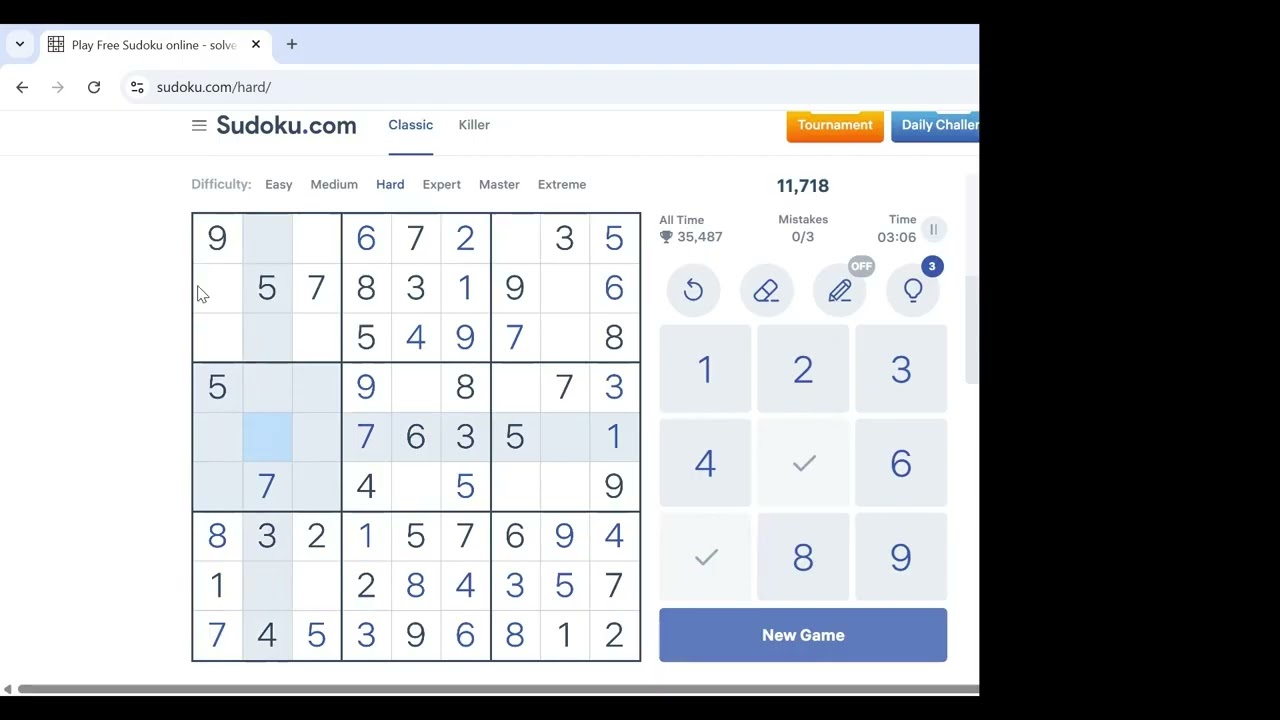 hard game of sudoku