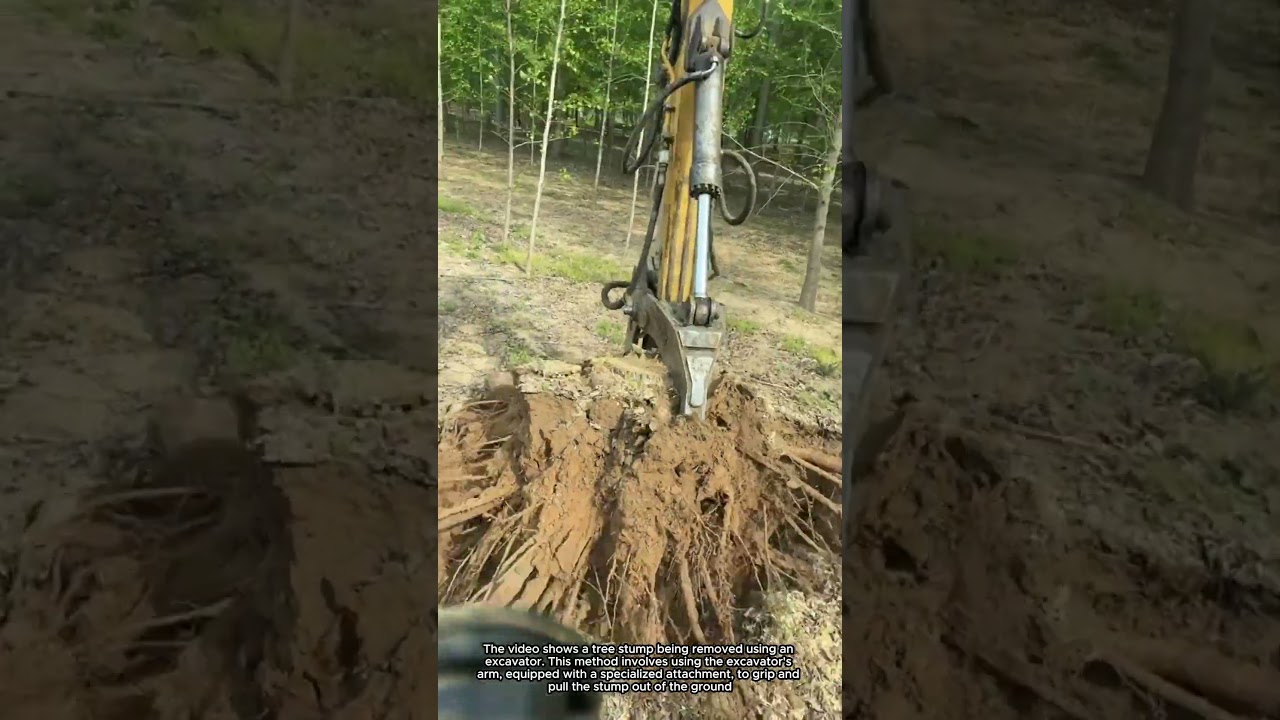 Removing Tree Stumps with an Excavator