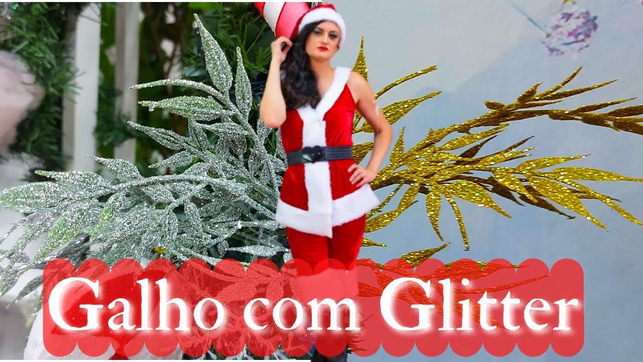 Como fazer galho com Glitter para decoração de Natal| Top em Orlando