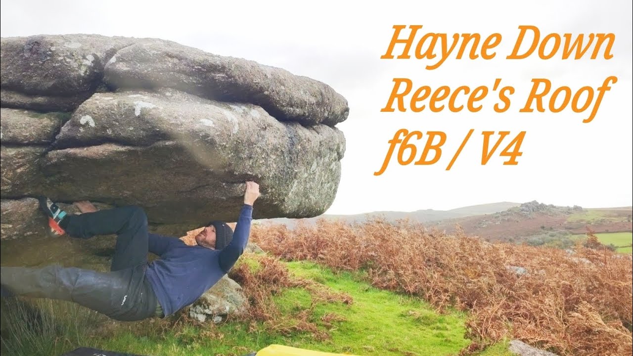 Hayne Down Dartmoor UK Bouldering. Reece's Roof f6B / V4