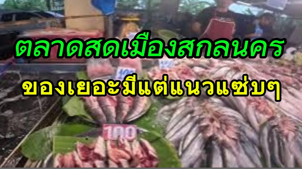 ตลาดสดเทศบาลสกลนคร ตอนเย็นของกินเยอะมาก