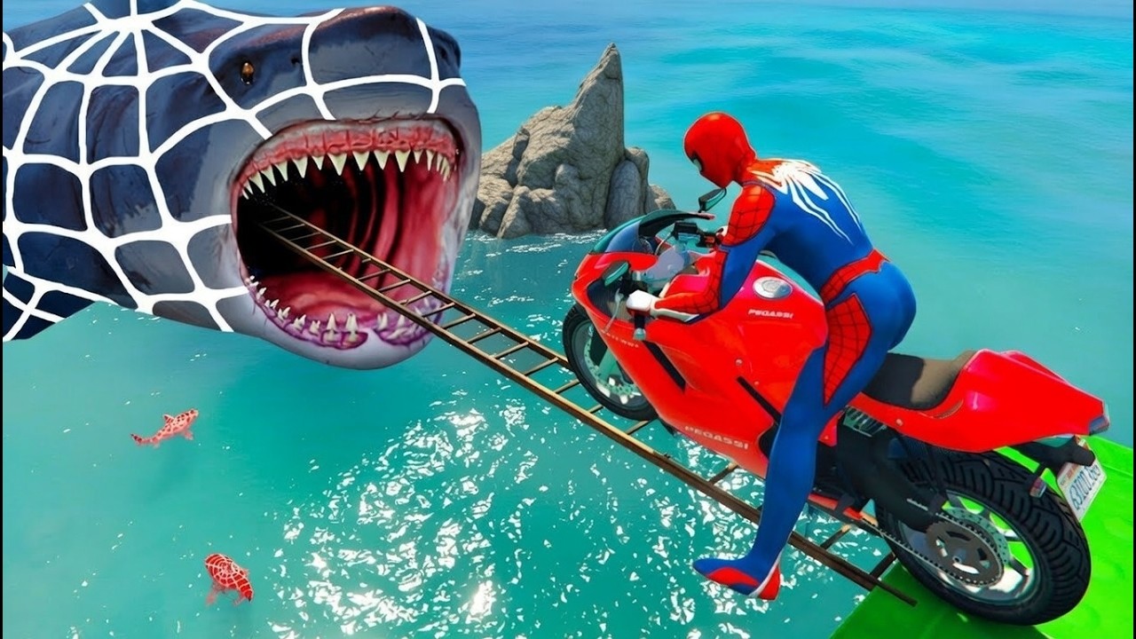 SPIDER-MAN against JUDY Ride on Motorcycle STUNT FUNNY MOMENTS | GTA 5 MULTIVERSE???