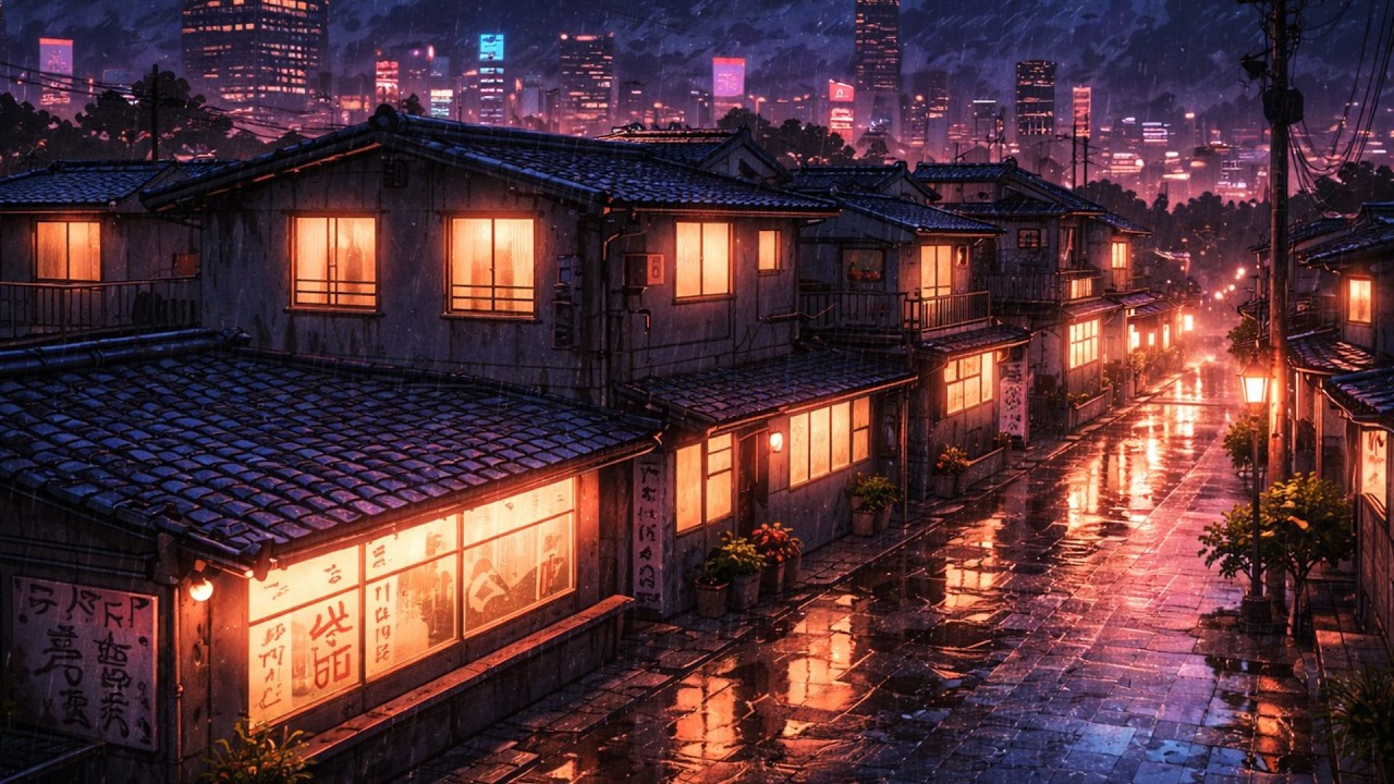 Midnight Rain in a Quiet Neighborhood 🌧️ | Lofi Beats to Chill & Focus