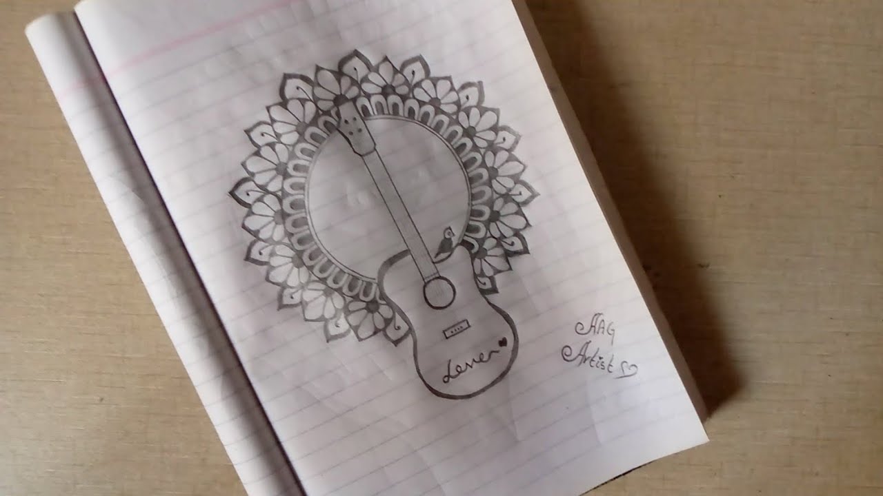 •AAG | Guitar mandala art pencil drawing | easy mandala drawing for beginners #mandalaart #guitar