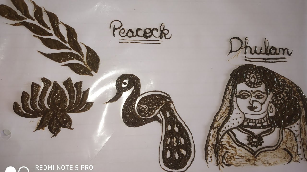 Peacock, dhulan, flower Mehandi designs ( peacock kasa banate hai ) how to draw mehandi design 💓