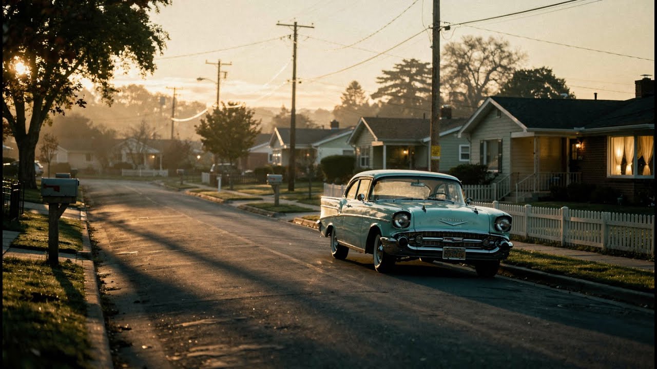 Melancholic Golden Hour in a Quiet American Neighborhood 🌇 | Relaxing Jazz (4K)