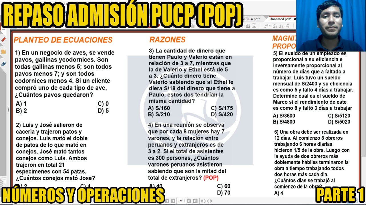 REPASO ADMISION PUCP PRIMERA OPCION NUMEROS Y OPERACIONES