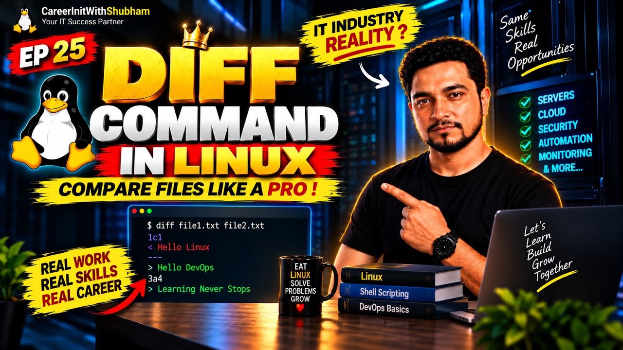 🔍 Top Linux Expert Reveals Best diff Techniques | Diff Command in Linux (Hindi)