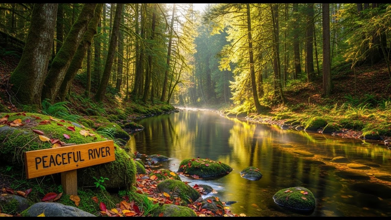 Peaceful Flowing River 🌊 Natural Ambience Sound for Deep Sleep and Stress Relief #806