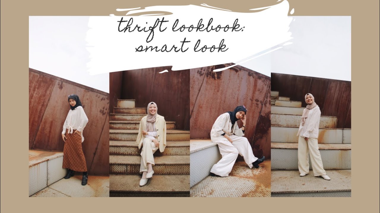 Thrift Lookbook: 7 vintage smart look for hijab, all item for under 150k // hijab outfit lookbook