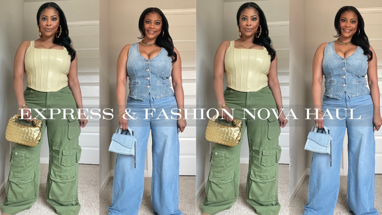 MINI HAUL: Express Tops (Size L) and Fashion Nova Cargo & Wide Leg Denim Haul (Size 11 & 15)