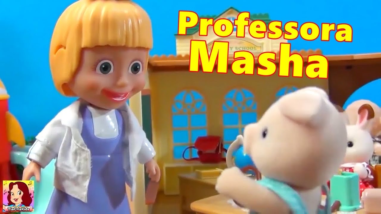 Dia de aula com a professora Masha, ônibus escolar sylvanian family e clínica da doutora Masha!