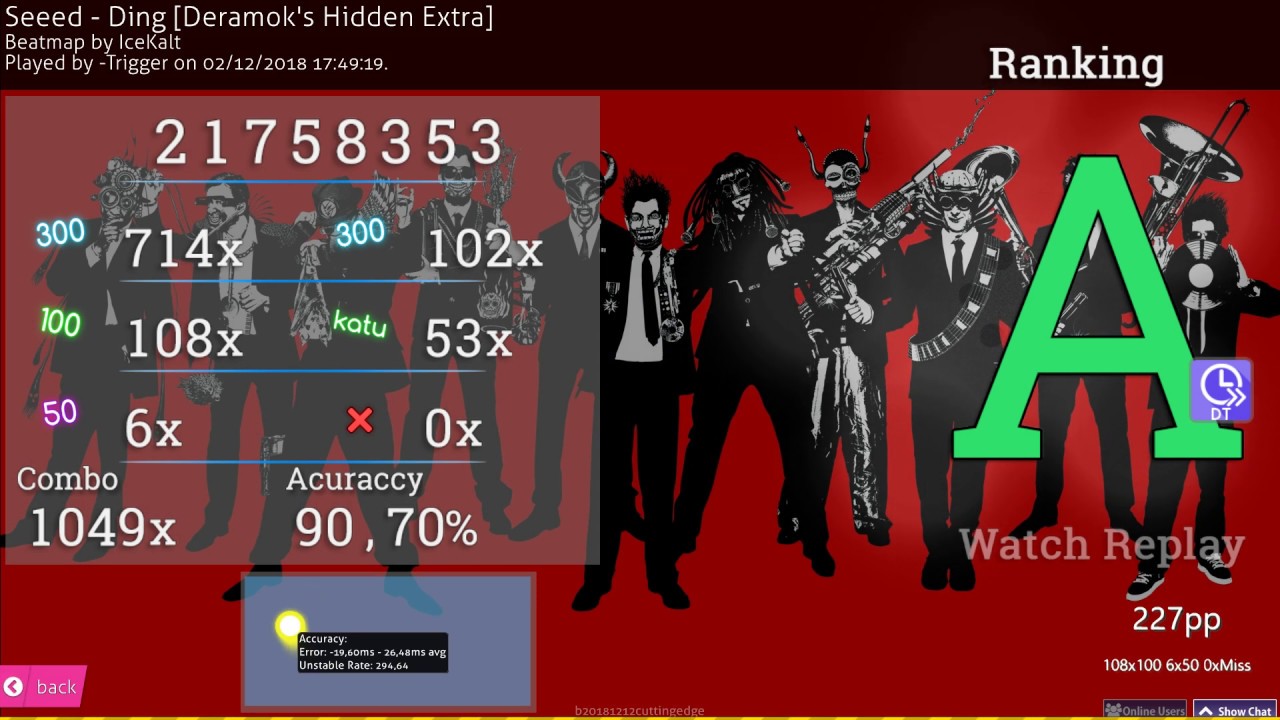 osu! | -Trigger | Seeed - Ding [Deramok's Hidden Extra] +DT 90.70% FC 227pp